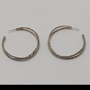 Gold Hoop Earrings with Pavé Accents